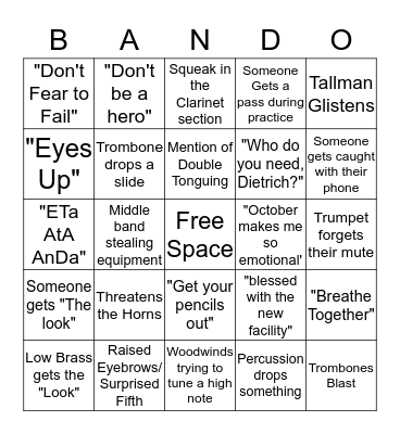Bando Bingo  Bingo Card