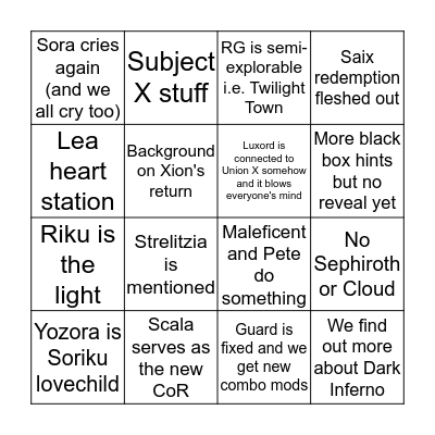 Re:Mind bingo! Bingo Card