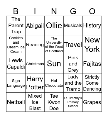 Get to Know Miss Martin! Bingo Card