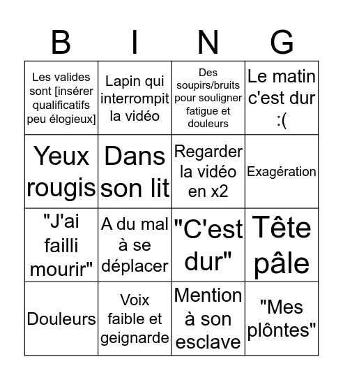 Vivre fake Bingo Card