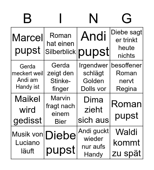 ROMANS 30er GAYBURTSTAG Bingo Card