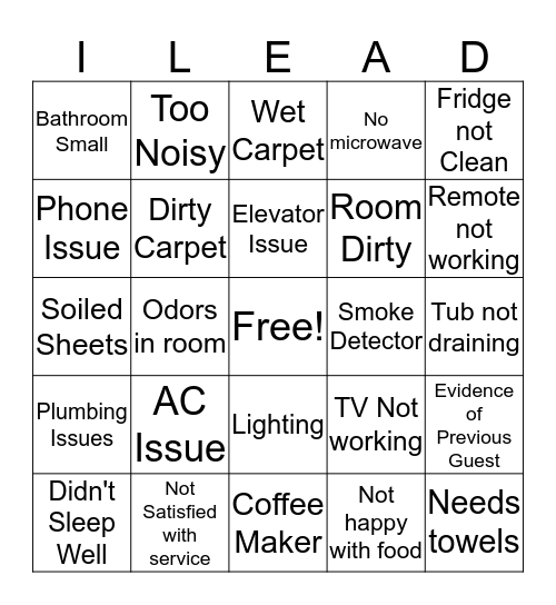 I Lead BINGO Card