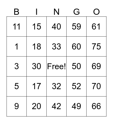 Bingo de Lisa M. Bingo Card