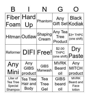 SportClips Bingo Card