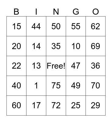 Bingo de Gladys Bingo Card