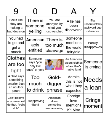 90 Day Fiance Bingo Card