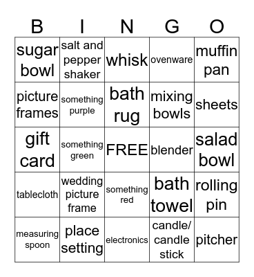 BRIDAL Bingo Card