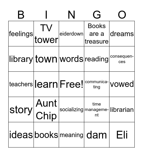 Aunt Chip and the Great Triple Creek Dam Affair Bingo Card