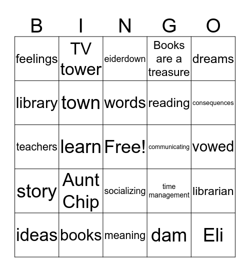 Aunt Chip and the Great Triple Creek Dam Affair Bingo Card