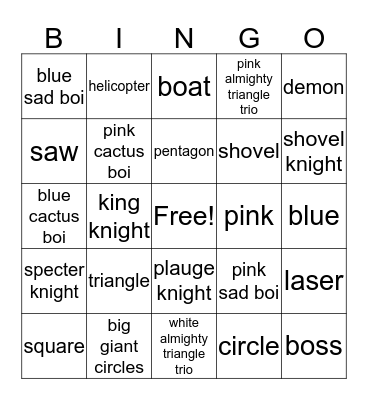 Just Shapes And Bingo Card