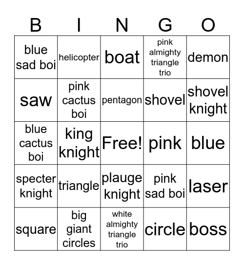Just Shapes And Bingo Card