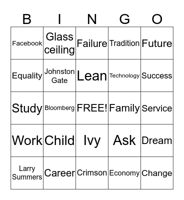 Sheryl Sandberg Bingo Card