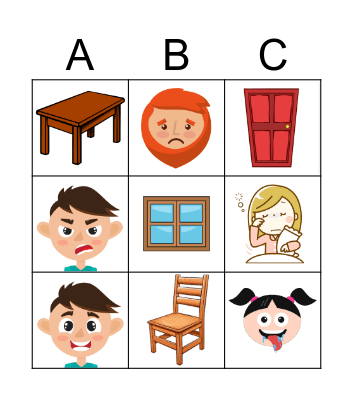 Emotions & Furniture Bingo Card