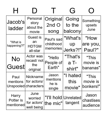 How Did This Get Made BINGO Card