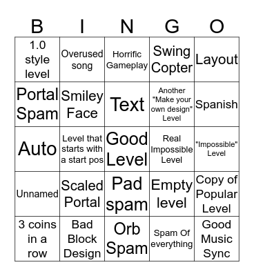 Recent Levels Bingo Card