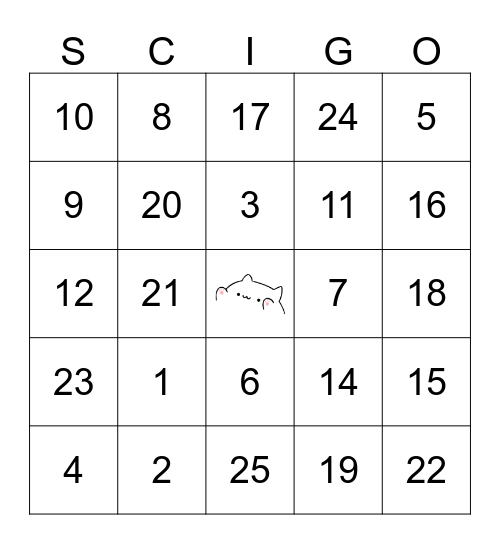 Scigo! Bingo Card