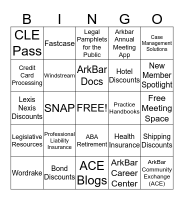 ArkBar Benefits Bingo Card