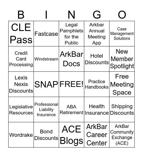 ArkBar Benefits Bingo Card