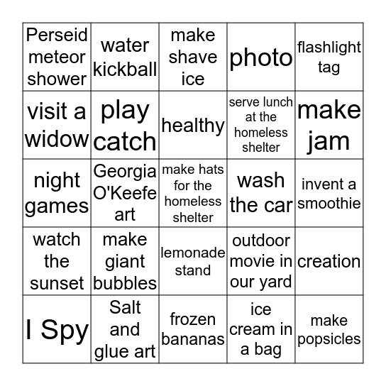 SUMMER FUN!!! Bingo Card