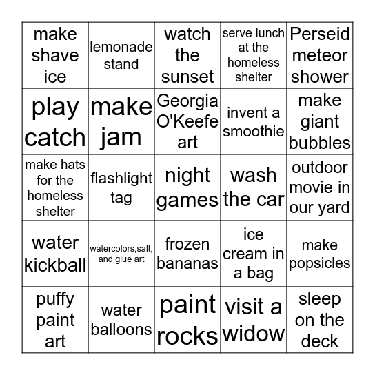 SUMMER FUN!!! Bingo Card