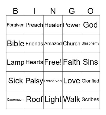 Jesus Heals a Paralyzed Man Bingo Card