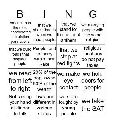 Is it strange that?  Bingo Card