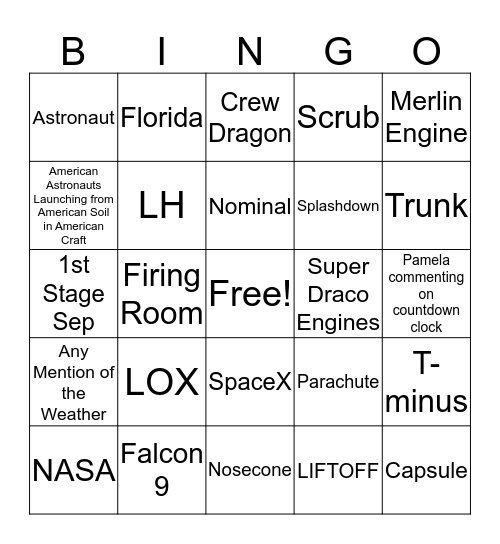SpaceX IFA BINGO Card