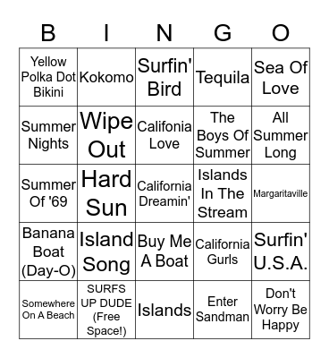 Life's a Beach Bingo Card