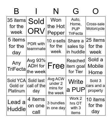 TEAM BINGO Card