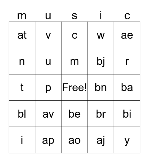 music to my ears! Bingo Card