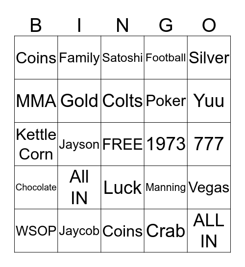 Yakudoshi Bingo Card