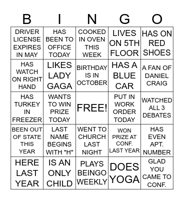 ANNUAL MEN & WOMEN'S CONFERENCE Bingo Card