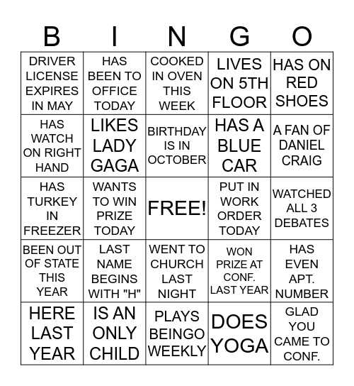 ANNUAL MEN & WOMEN'S CONFERENCE Bingo Card