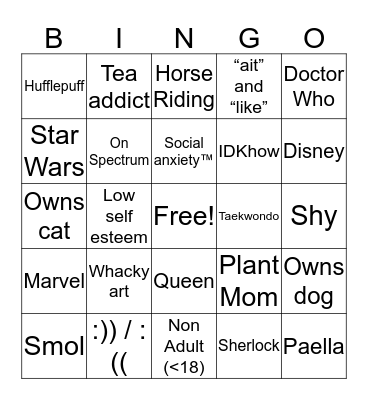 @Smolteabee  Bingo Card