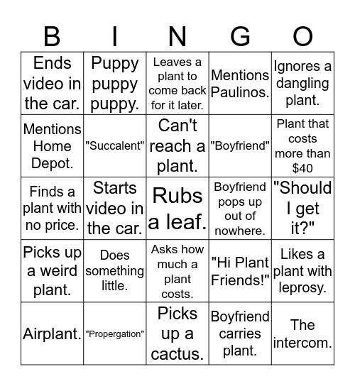 BebeePlants Bingo Card