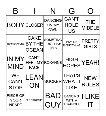 POP PARTY Bingo Card