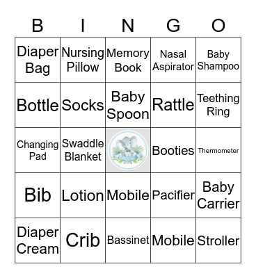 Shyundreia Baby Shower Bingo Card