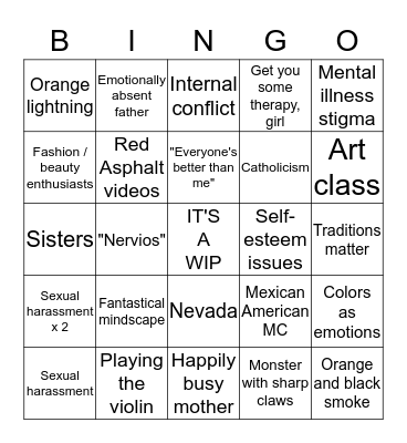 #OCDStory Bingo Card