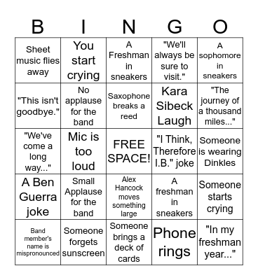 Graduation Bingo Card