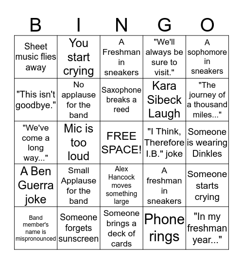 Graduation Bingo Card