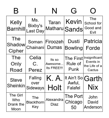 Groovy Titles and Authors of the grand, splendiferous, omnipotent, OBOB  Bingo Card