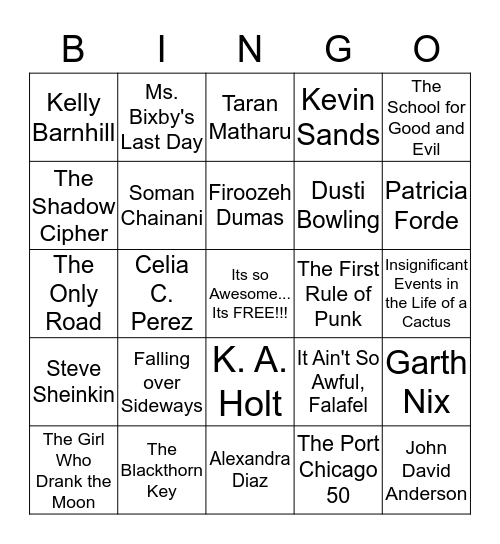 Groovy Titles and Authors of the grand, splendiferous, omnipotent, OBOB  Bingo Card