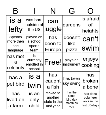 West Verizon Business Market Bingo Card