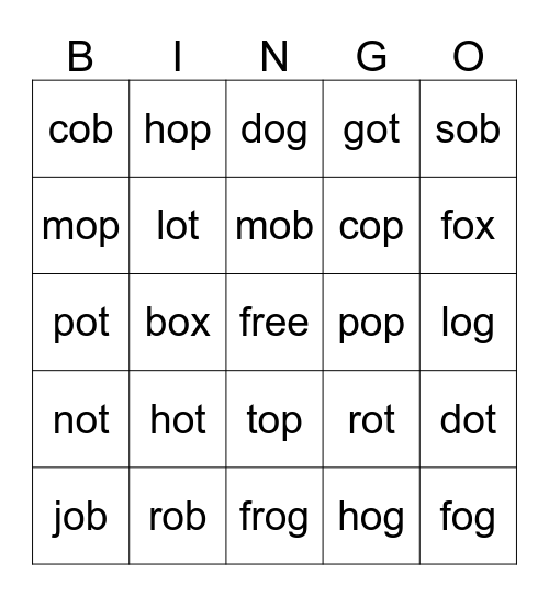 Short O BINGO Card