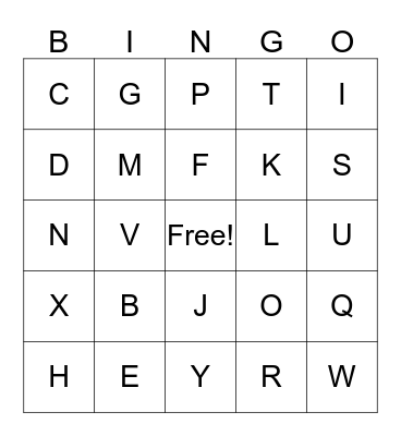 Letters and their sounds Bingo Card