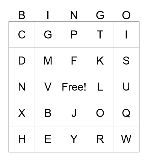 Letters and their sounds Bingo Card