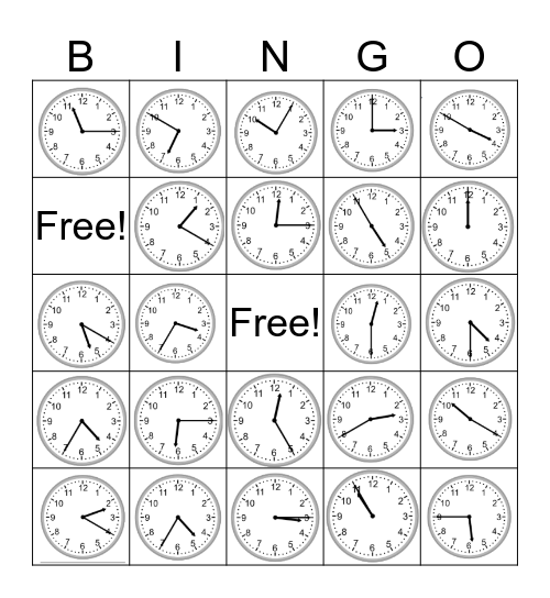 Time Bingo Card