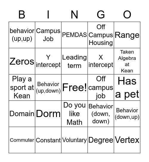 Get to know you  Bingo Card