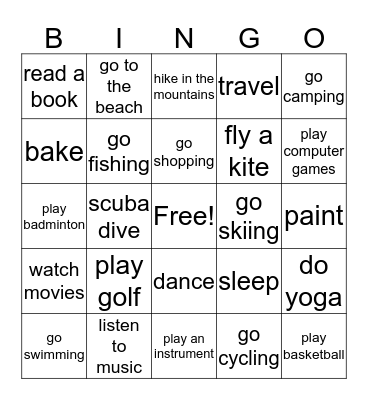 RELAX Bingo Card