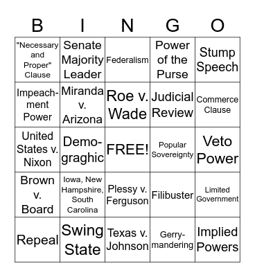 Government Bingo Card